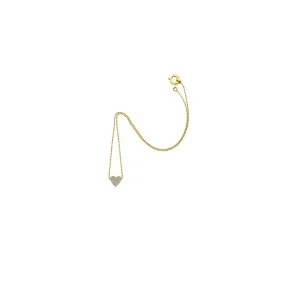 Yellow Gold Endless Heart Necklace with Pavé Diamonds