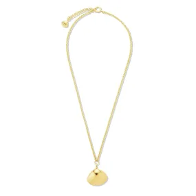 Yellow Gold Large Single Shell Pendant Long Necklace